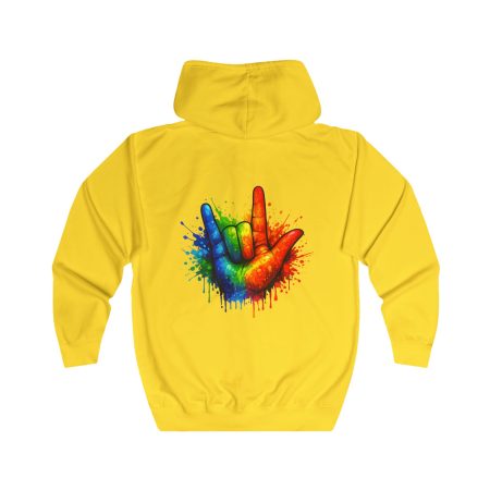 BASIC HOODIE - DGS I Love You Hoodie – Regenbogen Handzeichen ohne Rand, Unisex Zip Hoodie