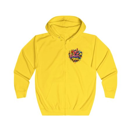 BASIC Street-Art Full-Zip Hoodie – „I Love You“ Graffiti Design
