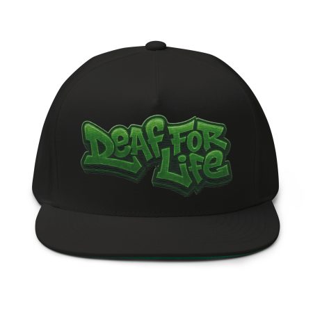 Flat Bill-Cap mit Matrix Style - Deaf for Life - gestrickt