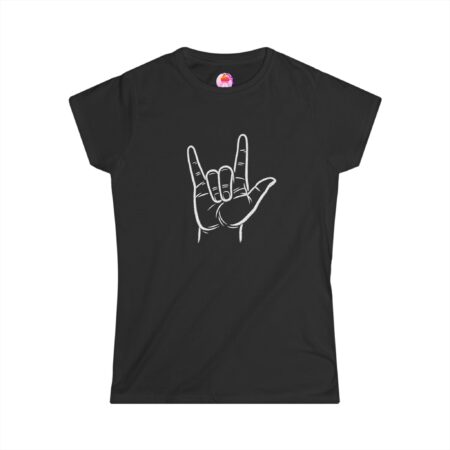BASIC T-SHIRT DAMEN - I LOVE YOU Handzeichen - Leichtes DGS Motiv