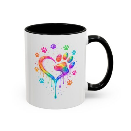 Keramik-Tasse – Rainbow Pawprint Heart für Tierliebhaber