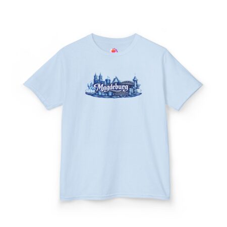 Kids T‑Shirt Magdeburg Skyline – Blaues Stadtmotiv für kleine Entdecker