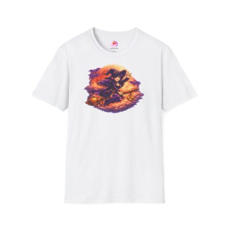 Halloween T‑Shirt – Witch & Midnight Cat – Full Moon Graphic – Spooky Vintage Style