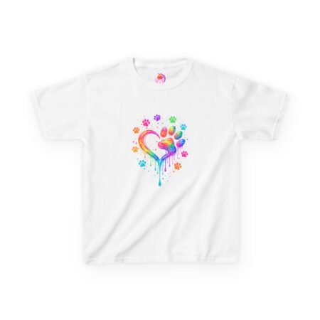 T-Shirt – Kids – Rainbow Pawprint Heart – Tierliebhaber, Aquarell, Rainbow
