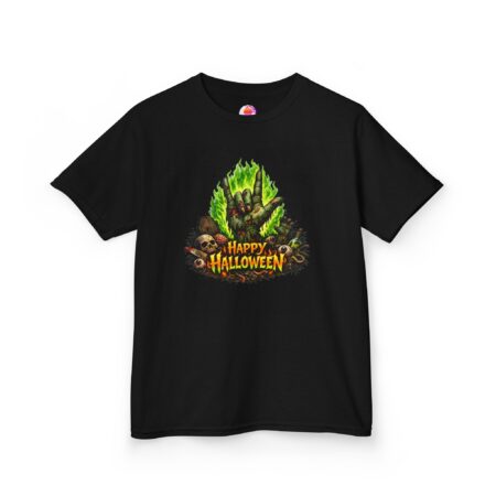 Kids T‑Shirt – Happy Halloween – Moosige Zombiehände & Skull Graphic